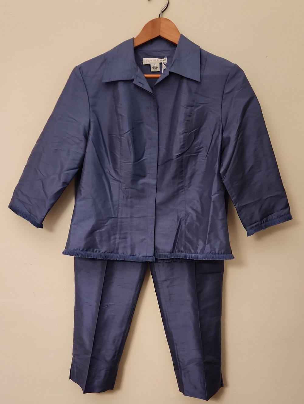 Pursuits, Ltd. Blue Silk Pant Set